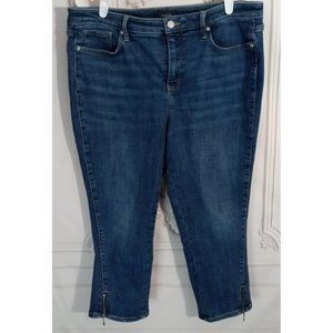 Not Your Daughters Jeans NYDJ Cropped Blue Jeans Zip Ankles High Rise Plus Sz 14